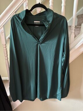 Amazon Essentials Women's Long Sleeve Polo Top - Forest Green